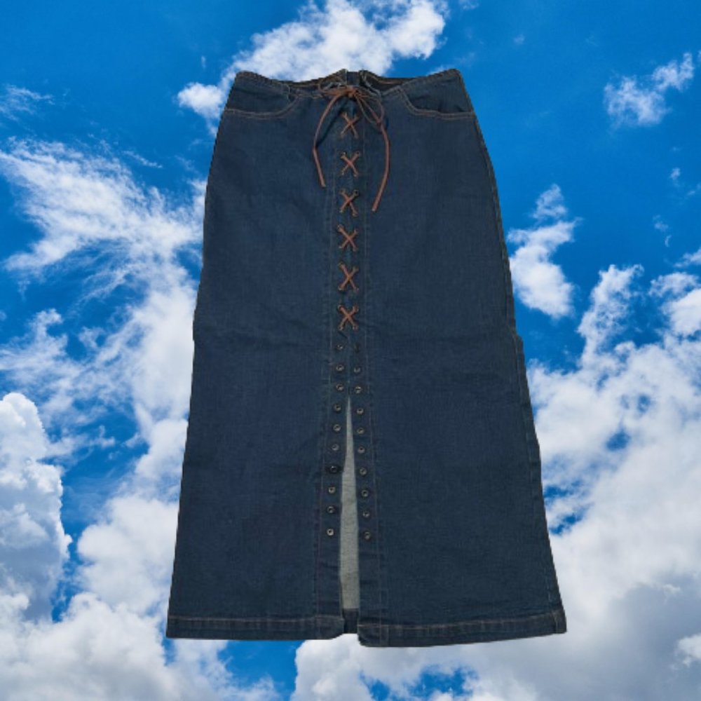 ☆90s lace-up denim skirt☆